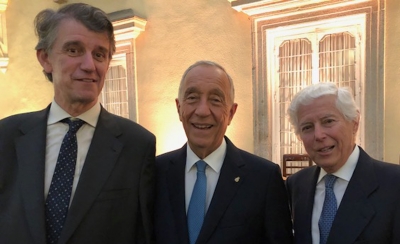 D. Antonio Bascones y D. José Javier Etayo se reunen con el Presidente de la República Portuguesa Dr. Marcelo Rebelo de Sousa